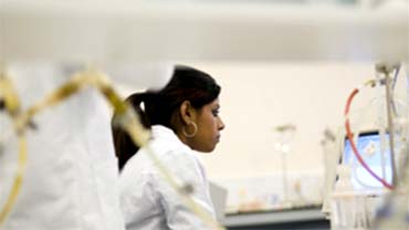 student working in lab